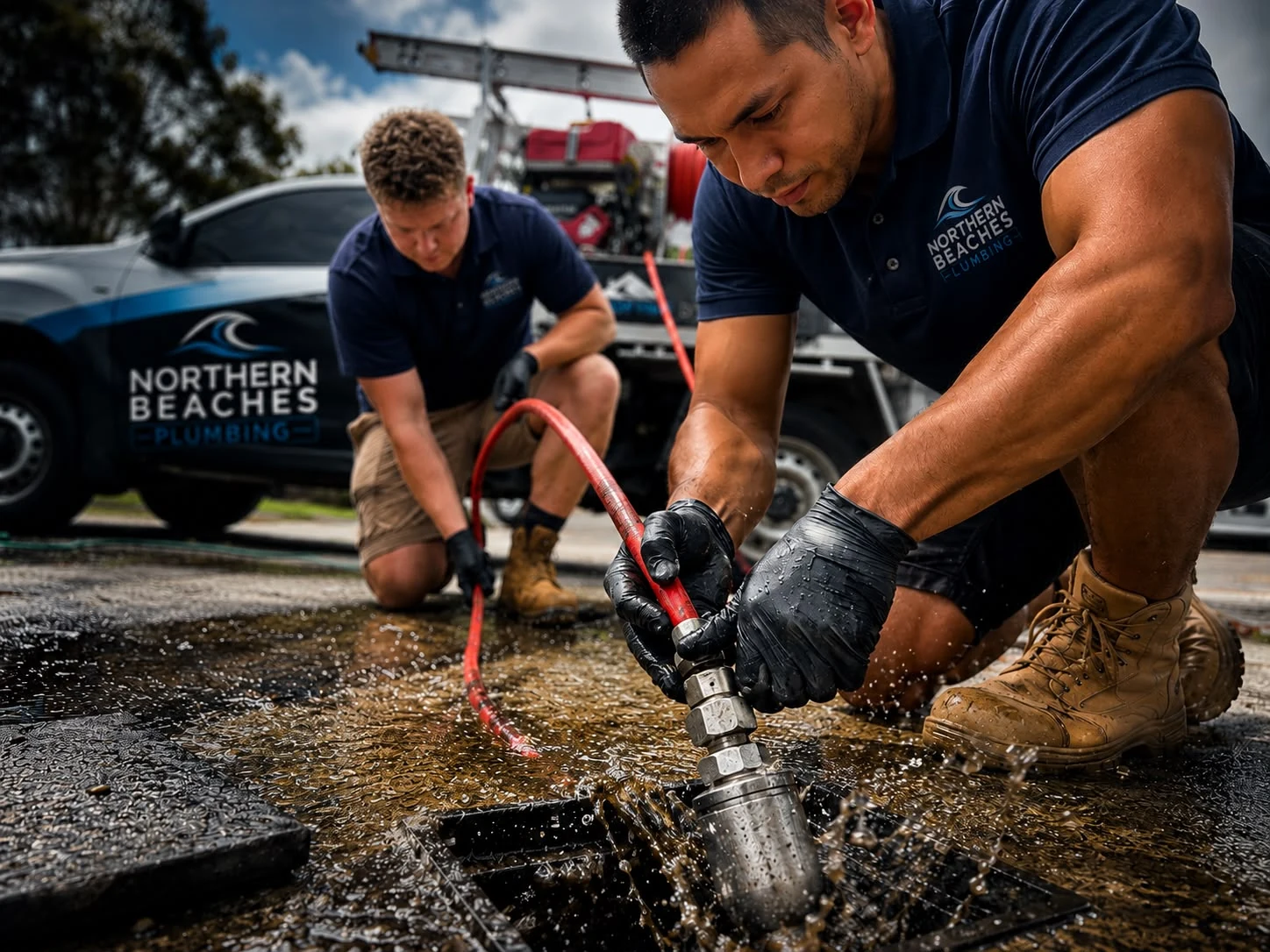 Northern Beaches Plumbing carrying out professional drain-clearing work