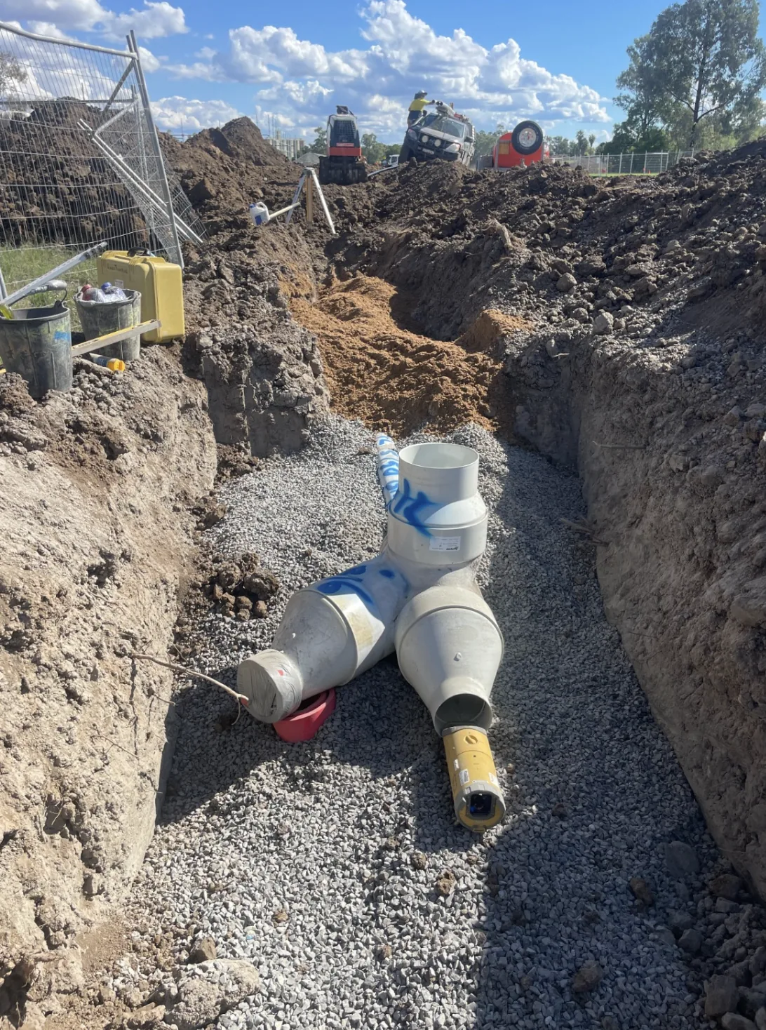 Underground sewer pipe installation